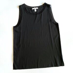 HUGO BOSS Istora Silk Sleeveless Blouse Black Tank Top Size 0 knit details